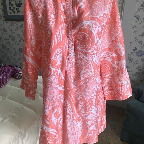 Tunic henley in salmon paisley - Picture 1 of 6